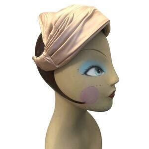Vintage 1950s Gene Doris New York Blush Satin Turban Cocktail Hat Fascinator